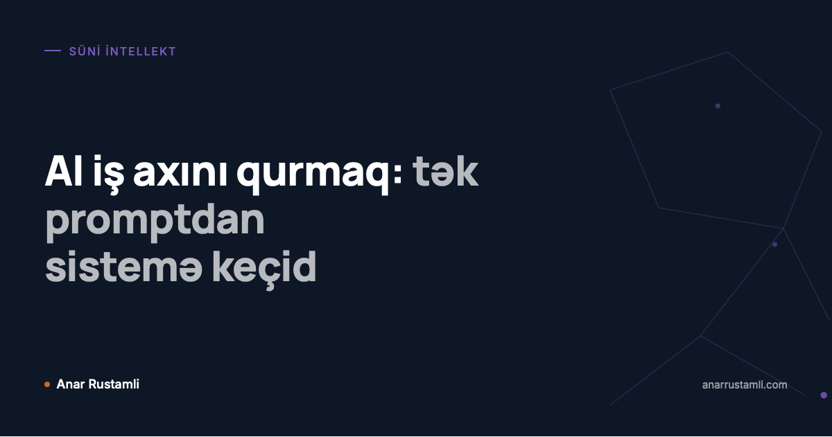 AI iş axını qurmaq: tək promptdan sistemə keçid posteri