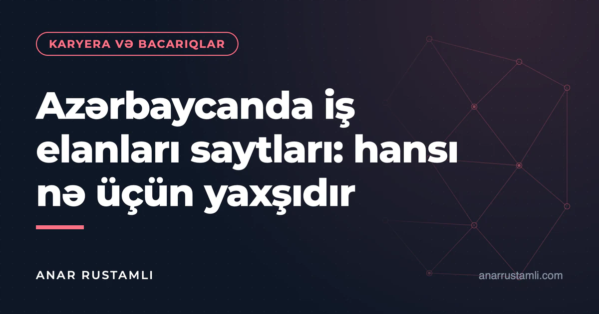 Azərbaycanda iş elanları saytları: hansı nə üçün yaxşıdır — Anar Rustamli