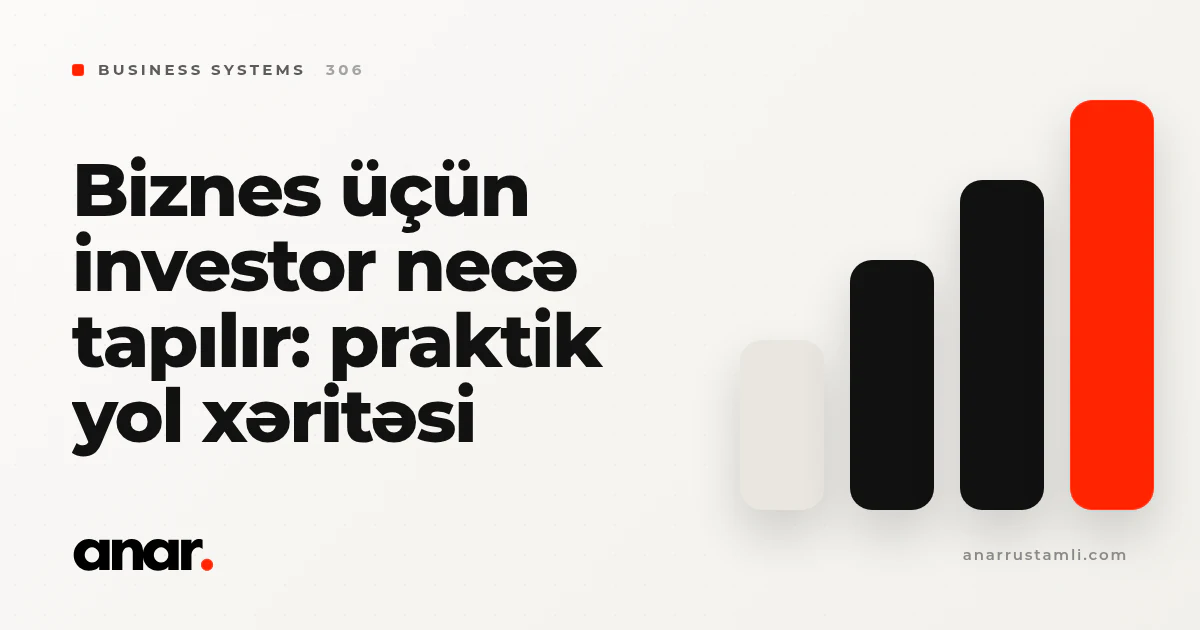 biznes üçün investor necə tapılır: praktik yol xəritəsi - Anar Rustamli