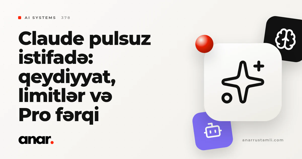claude pulsuz istifadə: qeydiyyat, limitlər və Pro fərqi - Anar Rustamli