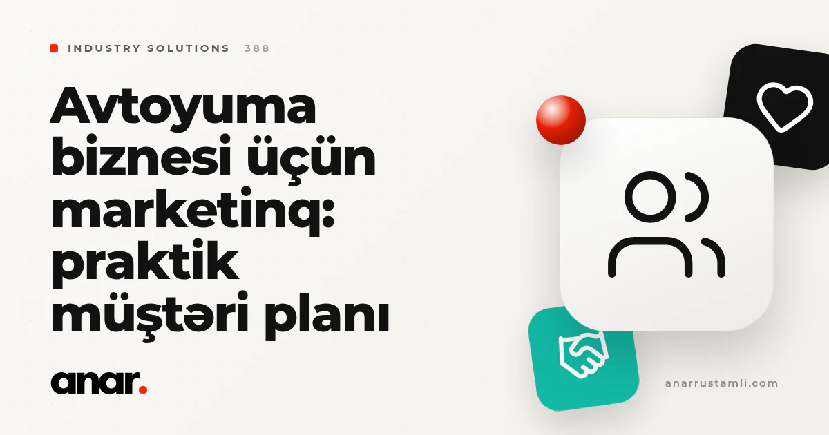 avtoyuma biznesi üçün marketinq: praktik müştəri planı - Anar Rustamli