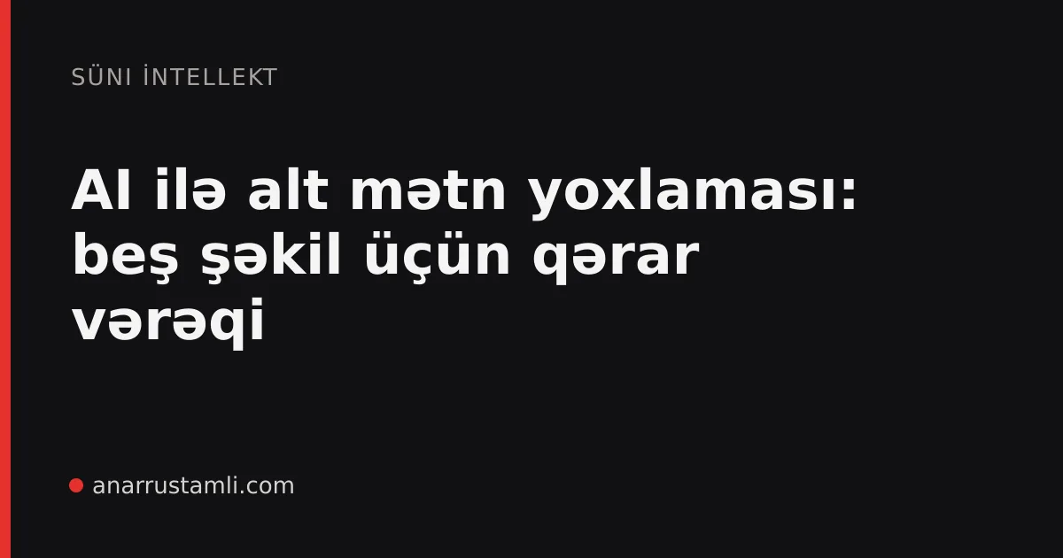AI ilə alt mətn yoxlaması: beş şəkil üçün qərar vərəqi - Anar Rustamli