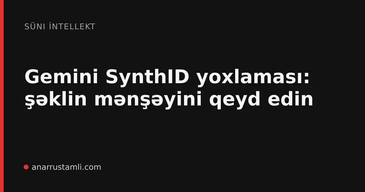 Gemini SynthID yoxlaması: şəklin mənşəyini qeyd edin - Anar Rustamli