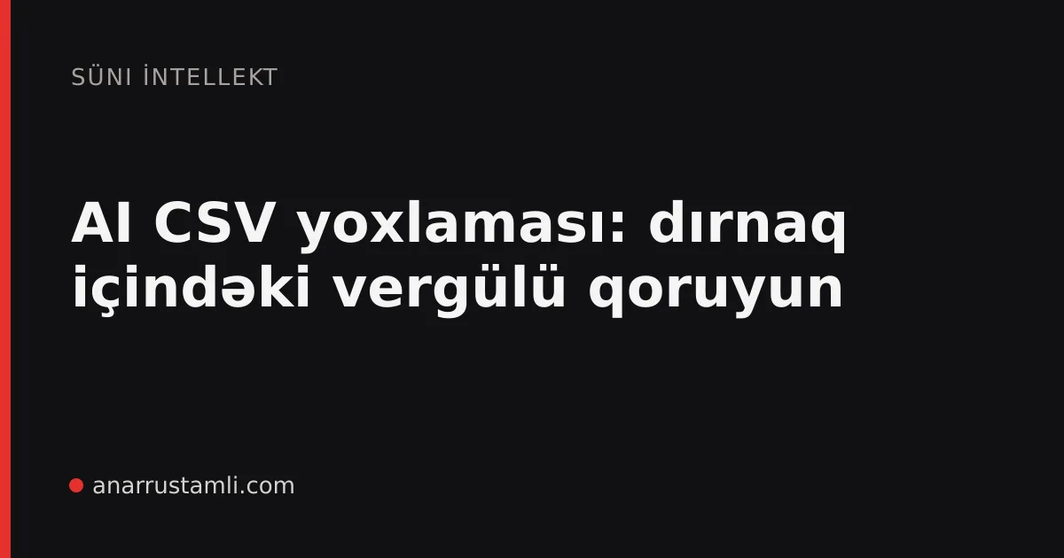 AI CSV yoxlaması: dırnaq içindəki vergülü qoruyun - Anar Rustamli