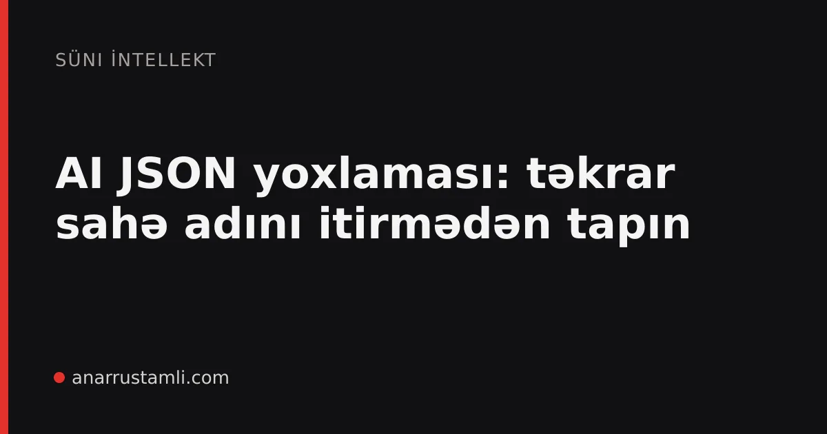 AI JSON yoxlaması: təkrar sahə adını itirmədən tapın - Anar Rustamli
