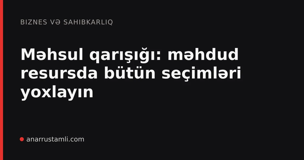 Məhsul qarışığı: məhdud resursda bütün seçimləri yoxlayın - Anar Rustamli