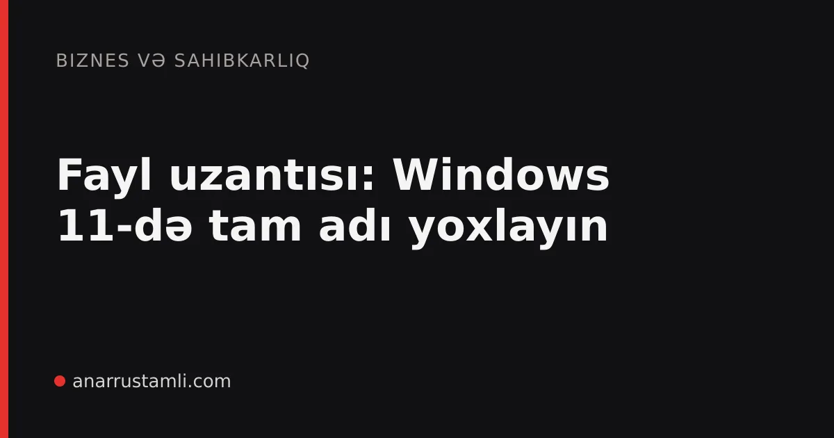 Fayl uzantısı: Windows 11-də tam adı yoxlayın - Anar Rustamli
