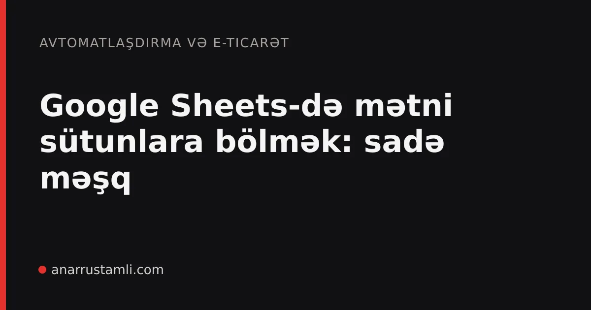 Google Sheets-də mətni sütunlara bölmək: sadə məşq - Anar Rustamli