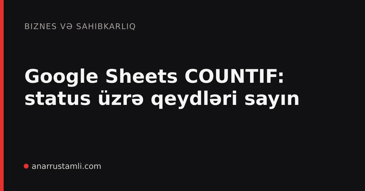 Google Sheets COUNTIF: status üzrə qeydləri sayın - Anar Rustamli