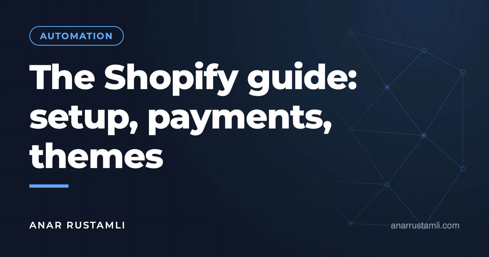 Shopify guide: setup, payment, theme — Anar Rustamli