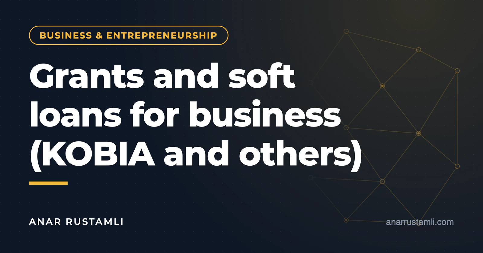 Grants and preferential loans for business (KOBIA, etc.) — Anar Rustamli
